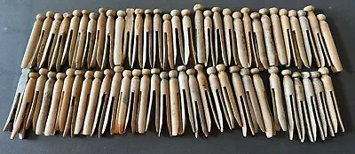 Vintage Wooden Clothes Pins Round Head Lot Of 62 Appx 4” • $19.99