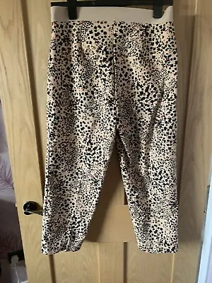 £9.50 • Buy Marks And Spencer Slim Cropped Trousers 12 Animal Print With Pockets New