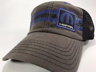 Gray & Black Hat / Cap W/ Blue Mopar  M  Logo / Emblem W/ Black & Blue Stripe • $19.99