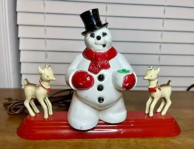 Vintage Royal Electric Snowman With 2 Rudolphs! Lighted Catalog # 948 RARE! • $200