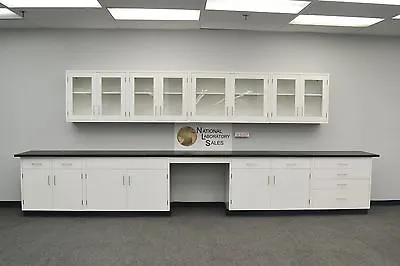 18' BASE 13' WALL CABINET GROUP / Laboratory Furniture / Casework /  E1-091 • $9945