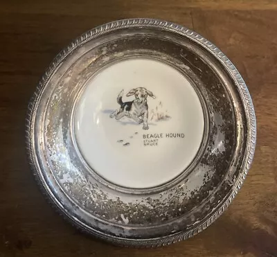 RARE Vintage Buckingham Silver Co Company Beagle Hound Dog Candy Bowl Dish • $28.99