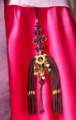 Korean Traditional Hanbok Accessory Norigae  With Gold Color Dangling Ornaments • $88.90