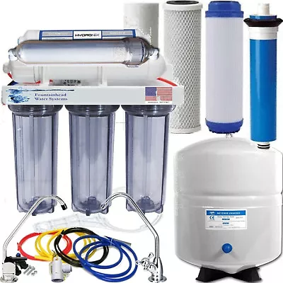 6 Stage Alkaline Reverse Osmosis 100 GPD All Clear Housings. • $192.28