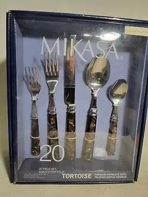 Mikasa 16 Piece Tortoise Handle Flatware Spoons Forks Knives Set New • $59.80