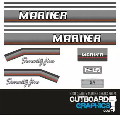 Mariner 75hp 2 Stroke Clamshell Outboard Decals/sticker Kit • $59.95