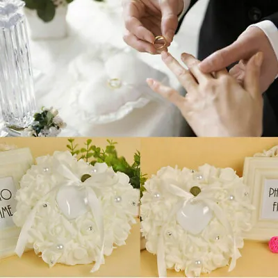 £7.90 • Buy Favor Heart Shaped Wedding Ring Box Ring Bearer Pillow Cushion Gift Decor Uk