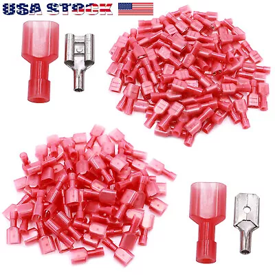 100PCS Fully Insulated Female Male Electrical Spade Crimp Connector Terminals • $6.49