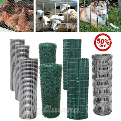 Roll Galvanised Welded Wire Mesh Panels Chicken Run Rabbit Hutch Pet Coop Fence • £44.82