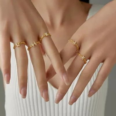 18K Gold Vermeil Letter Ring Dainty Letter Ring Initial Adjustable Ring • $21.28