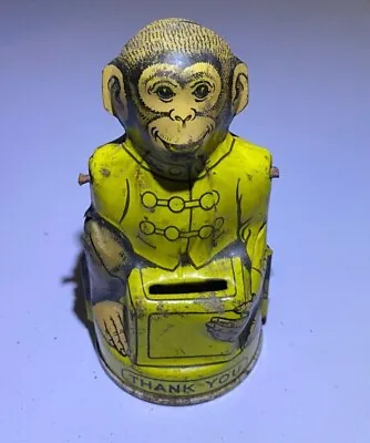Vintage Chein Tin Toy Litho Monkey Mechanical Bank 1940s Era   • $40