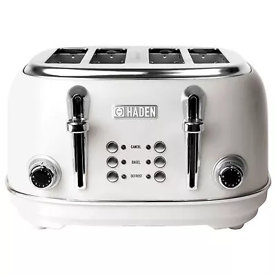 Haden Heritage 4 Slice Wide Slot Stainless Steel Body Retro Toaster White(Used) • $34.99