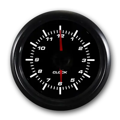 MGS 52mm 2-1/16  Electrical Clock Gauge 12 Hour Format White LED Black Bezel • $41.79