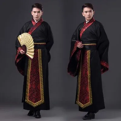 Ancient Costume Black Hanfu Men Tang Dynasty Stage Costume Big Size; • £19.90