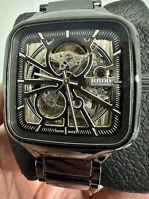 Rado True Square Automatic Open Heart Skeleton Black Dial Men's Watch R27086162 • $1234.52