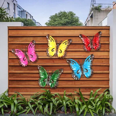 5PC Colorful Metal Butterfly Yard Garden Decor Outdoor Lawn Wall Art Metal Decor • $11.99