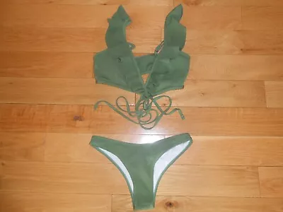 NWOT Zaful Green Forever Young Ribbed Bikini Bathing Suit •Size 6 ) • $2.99