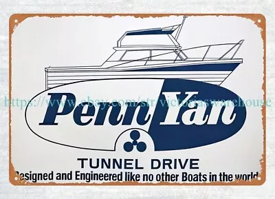 PENN YANN TUNNEL DRIVE BOATS MARINE Metal Tin Sign Wall Art Ideas • £17.98