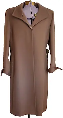 Cinzia Rocca Light Brown Coat Midi Length Virgin Wool Dressy Outerwear Size 12 • $189.99