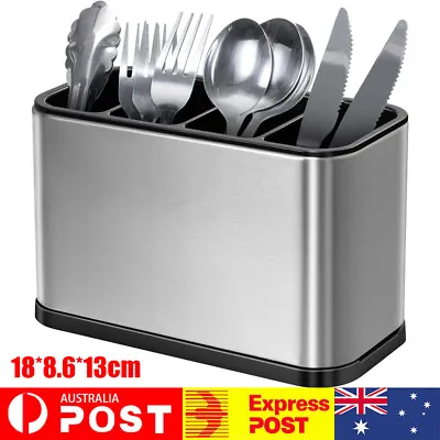 $20.89 • Buy Stainless Steel Kitchen Cutlery Utensil Drainer Holder Organiser Basket Caddy Au