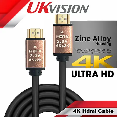 PREMIUM ULTRAHD HDMI CABLE HIGH SPEED 4K 2160p 3D LEAD 1m/1.5m/2m/3m/4m/5m/10m • £10.49