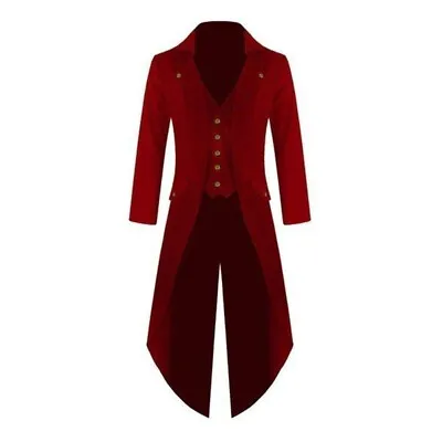 Retro Men's Steampunk Tailcoat Jacket Velvet Gothic Victorian Black Long Coat U • $39.26
