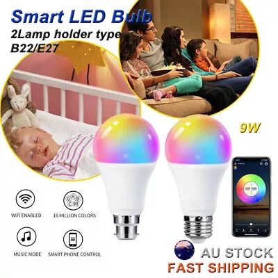 B22 E27 WiFi Smart LED Light Bulb RGB Globe Color Lamp 9W For Alexa Google Home • $14.45