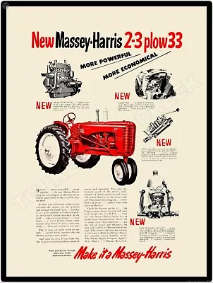 Massey Harris 23 Plow 33 9  X 12  Metal Sign • $14.99