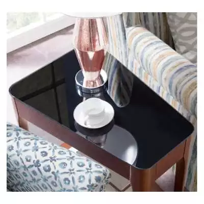 Leick Furniture Obsidian Glass Top Wood End Table In Chestnut Oak • $152.37