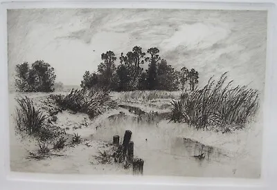 Passaic Meadows Thomas Moran Proof Etching On Japan Paper 1880  Am. Art Review • $349.99