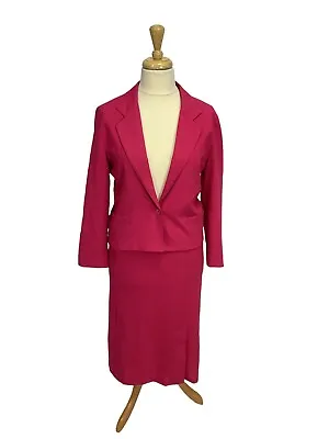 Jacques Vert Fuscia Suit UK 14 Skirt & Jacket Mother Of The Bride WOOL BLEND #1C • £24.95