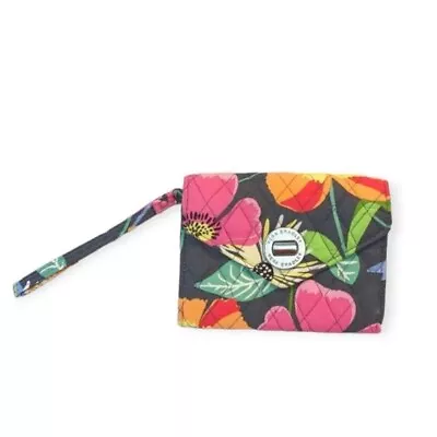 Vera Bradle Wallet Wristlet Jazzy Blooms Floral Quilted Purse Boho Turn Clasp • $15