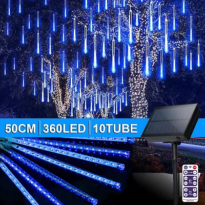 UK LED Solar Meteor Shower Light Rain Christmas Tree Party Decor Garden Outdoor • £15.35