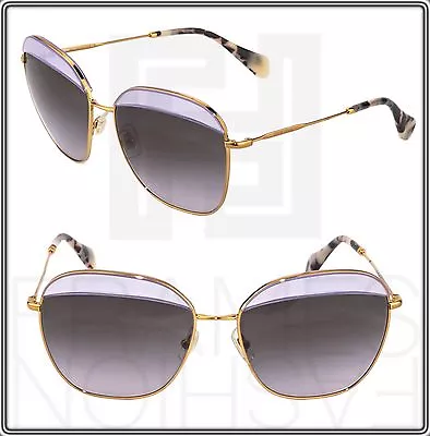 MIU MIU NOIR 53Q Square Gold Lilac Grey Sunglasses MU53QS Metal Authentic • $163.44