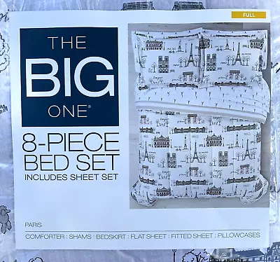 Paris Theme 8 Piece Complete Full Bed Set: Comforter Sheet Set Shams Bedskirt • $79.99