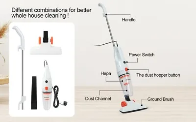 UPRIGHT 2in1 STICK & HANDY VACUUM CLEANER Power Rating Of 700W Cord Length 6M • £19.69