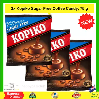 3x Kopiko Sugar Free Coffee Candy 75 G | FAST FREE SHIPPING NEW AU • $10.88