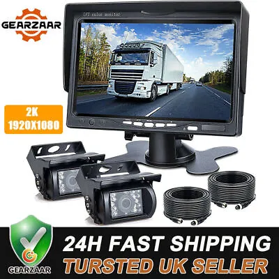 Car Reversing Camera + 7  LCD Monitor For Truck Caravan Bus Van Rear View Kit • £49.99
