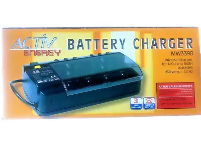 Act Energy Universal Rechargeable LED Battery Charger Tester AA AAA C D PP3 • £9.99