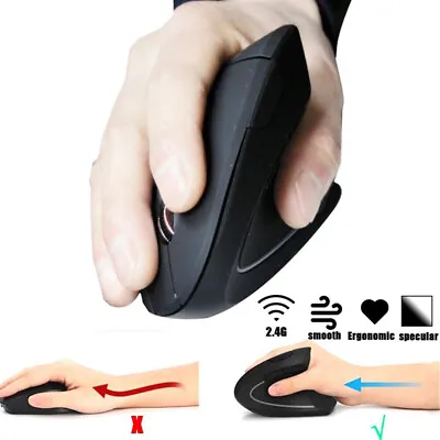 2.4GHz Wireless Ergonomic Design Vertical Optical Mouse Mice For Laptop Computer • £7.25
