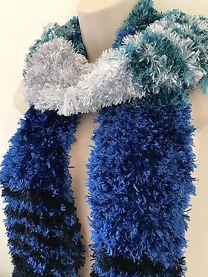 Blue Stripe Super Soft Magic Style Knit Scarf • £1
