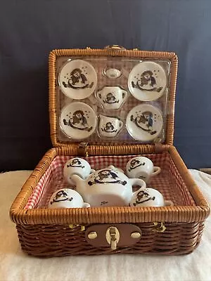 Vintage Raggedy Ann Miniature Tea Set China In A Basket • $12