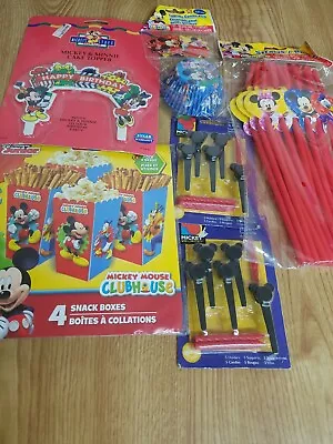 Disney Mickey Mouse And Minnie Mouse Cake Topper Candle Holders Straws Boxes • $11.99