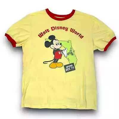 Walt Disney World Retro Vault Collection Mickey Ringer Tshirt Yellow Red Medium • $35