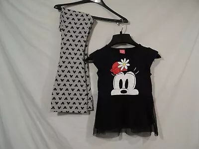 Disney Minnie Mouse  2 Pc Skirted Shirt & Tights Yoga Pants Set Childs Size 8 • $16.99