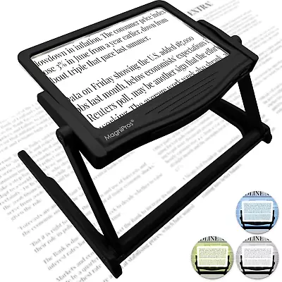 MagniPros 5X Large LED Hands-Free Full Page Magnifying Glass Detachable Stand • $31.99