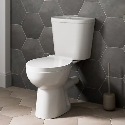 Close Coupled Toilet Ceramic Toilet WC Bathroom Pan Cistern & Soft Close Seat • £94.47