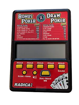 Vintage RADICA BONUS & DRAW POKER ELECTRONIC HANDHELD VIDEO GAME *WORKS* • $12