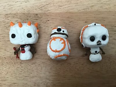 Funko Pocket Pop Star Wars X 3 Chewie R2D2 C-3po Snow Holiday Edition • $9