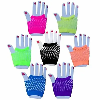 $3.96 • Buy Fishnet Gloves Fingerless Womens Costume Party 70S 80S Fluro Neon Party Dance